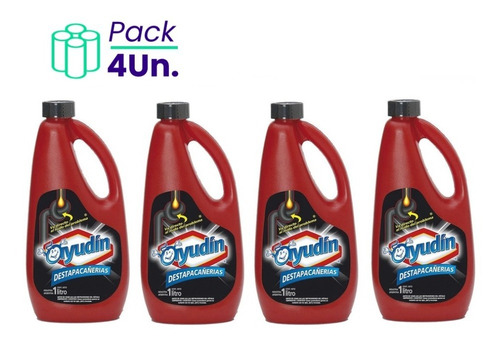 Pack X 4 Destapa Cañerías Ayudín 1 Lt Limpieza Profunda