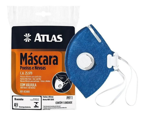 Máscara Descartável Pff1 Com Válvula - Atlas Mascara Descart