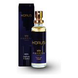 Perfume Masculino Korus 15ml Amakha Paris Fragrância Fougere Ambarado Dia Edp Fixação Spray Presente Mini Notas