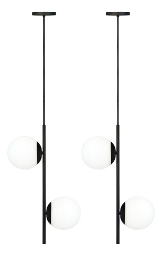 Pendente 2 Globos Orbit Esfera Invertido Quarto Sala Kit C 2