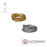 Cable Decorativo Textil Trefillight Dorado Plateado X 5 Mts