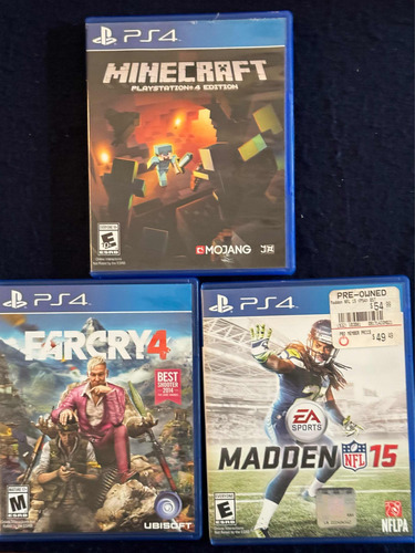 Set 3 Juegos Play Station 4 Minecraft + Madden 15 + Farcry4