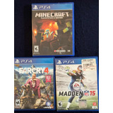Set 3 Juegos Play Station 4 Minecraft + Madden 15 + Farcry4
