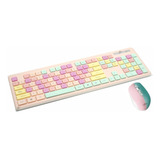 Combo Teclado Y Mouse Kit Colores Pastel Color 