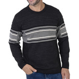 Blusa De Frio Masculina-suéter Tricôt-preto Mescla-dir.fábr.