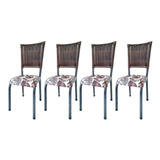 Cadeira De Jantar Jaddi Móveis Jaddi Móveis Montreal Luxo, Estrutura De Cor  Preto Craqueado E Design Do Tecido Folha, 4 Unidades
