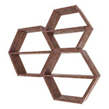 Estantería Flotante Hexagonal De Madera Marrón/3 Piezas