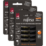 12 Pilhas Aa Recarregáveis 500x Fujitsu  Eneloop Pro 2550mah