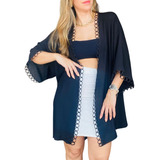 Kimono Feminino Mil Formas Saída De Praia Moda Manga Curta 