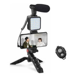 Micrófono Vlogging Kit - 01lm Trípode Y Luz Led Kit Completo