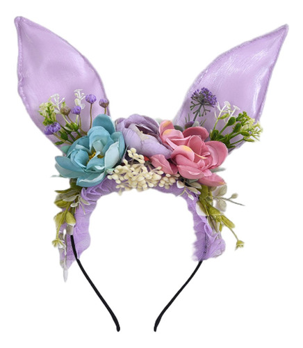 Diadema Con Orejas De Conejo Para Mujer, Lindo Púrpura