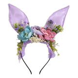 Diadema Con Orejas De Conejo Para Mujer, Lindo Púrpura
