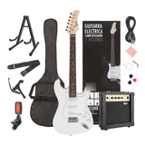 Guitarra Eléctrica Blanca + Amplificador 10 Watts Epic