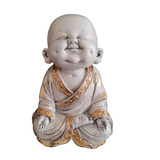 Estatua Buda Menino Meditando Sorrindo Enfeite Decoração