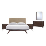 Cama Tracy Midcentury Modern De Madera Con Plataforma T...