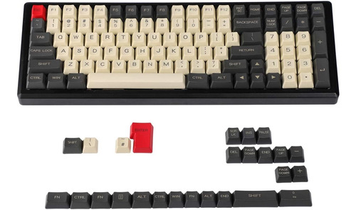 Teclado 60 % Mecanico 61 Teclas Beige Negro Rojo