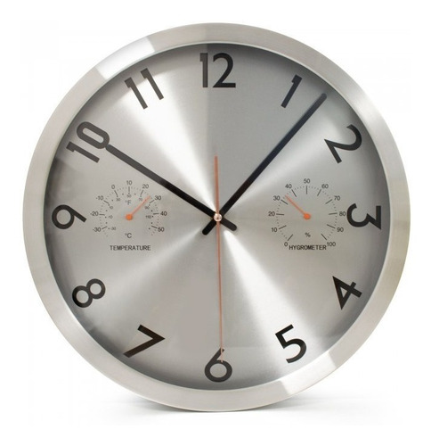 Reloj De Pared Metálico Calidad Premium 35 Cm Acero Inox