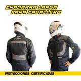 Chamarra Larga Textil Con Protección Certificada P/caballero