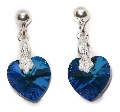 Aros Corazón 10mm - Aros Cristal - Aros Plata 925 - Pasantes