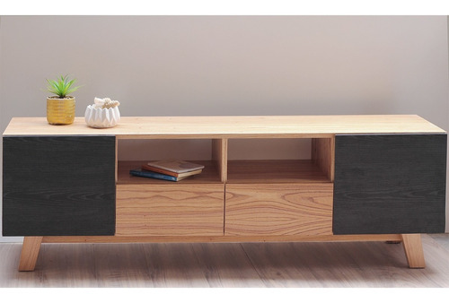 Mueble Tv Rack Nórdico Escandinavo Paraíso Negro Melpar 