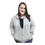 Moletom Plus Size Branco Blusa De Frio Com Ziper E Capuz