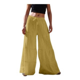 Pantalones Anchos Casuales For Mujer Pantalones De Lino