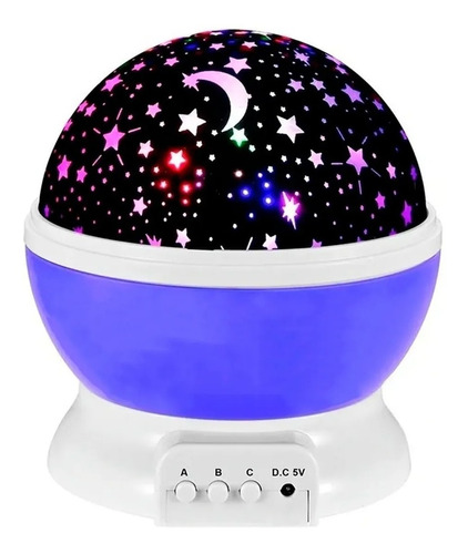 Velador Luz De Noche Proyector De Estrellas Recargable Gira Color De La Estructura Violeta(base)