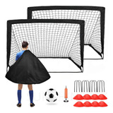 2 Kit Porterías Fútbol Para Niños Plegables C/bolsa 120×90cm
