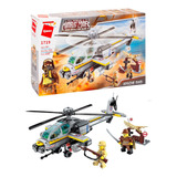 Combat Zones Apache Raid Ladrillos Helicoptero + Figura Qman