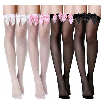 4pzs Medias De Encaje Sexy Liguero Bowknot Calcetas Largas | Meses sin interés