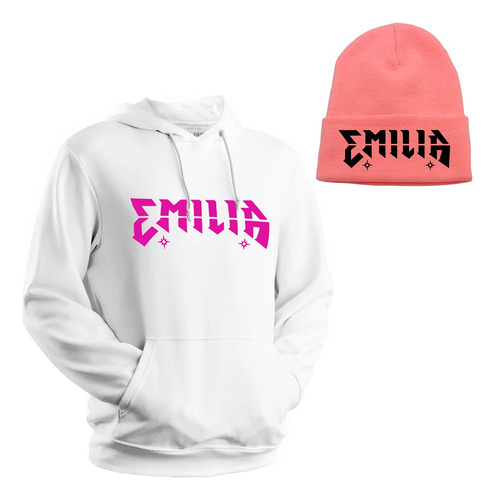 Buzo Emilia Mernes / Canguro Capucha Unisex + Gorra Lana