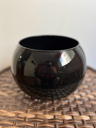 Vaso Vidro Flor Arte Aquário Preto 4 Litros Decoração