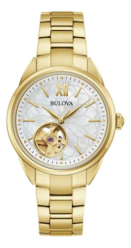 Reloj Bulova Automatico Para Mujer 97l172 Sutton Dorado