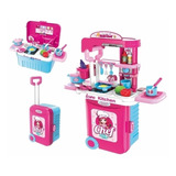 Cocina Cocinita Infantil 3 En 1 Maleta Luz Sonido Alto 66 Cm