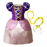 Vestido Princesa Infantil Aniversário Fantasia Barato Trança