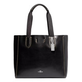 Bolsa Coach Original Derby Tote Cuero Negro 58660 Elegante Acabado De Los Herrajes Dorado Diseño De La Tela Liso