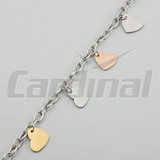 Pulsera Acero Dije Corazones Combinados Cardinal Para Regalo