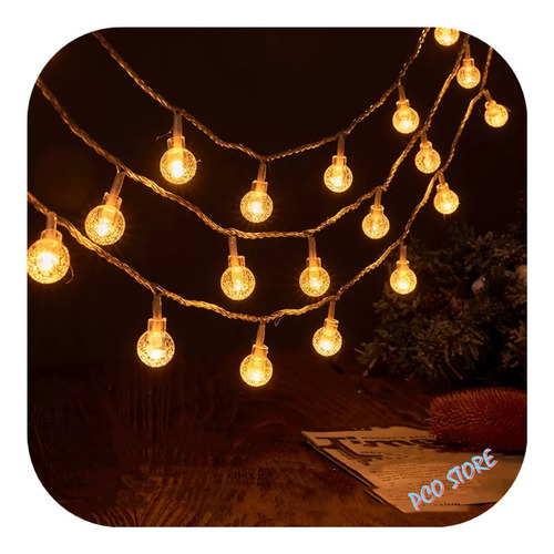 Cordão Led 30 Bolinha Cristal Fixo Luz Varal Festa Decor