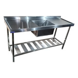 Pia Industrial Aço Inox 180cm X 60cm X 90cm + Cuba 50x40x30