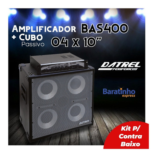 Kit Amplificador + Cubo Passivo P/ Contra Baixo Datrel