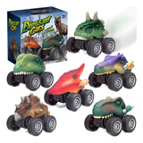 6pzs Juguetes De Dinosaurios Coche Para Niños Con T-rex 