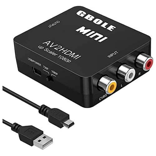 Gbole Convertidor Rca A Hdmi Av A Hdmi 1080p Mini Rca Compue