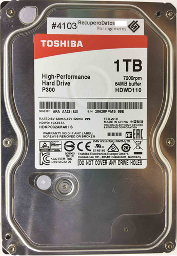 Toshiba Hdwd110xzsta 1000gb Sata - 04413 Recuperodatos