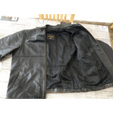 Campera Negra De Cuero Talle Xl Genuine Lather.