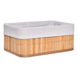 Cesto Organizador Plegable De Bambú Renctangular 33x23x14 Cm