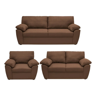 Sofá 3 Plazas + Love Seat + Sofa Individual Color Marrón Oscuro | Meses sin interés