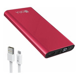 Power Bank Brillo Metálico Batería Portátil 10000mah 2.1a Color Rojo