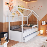 Cama Infantil Montessoriana Com Cama Auxiliar Branco Jb