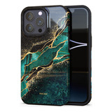 Artscase - Estuche Protector iPhone 15 Pro Max Marble Emeral Color Verde Oscuro iPhone 12