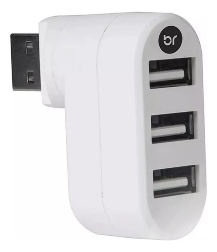 Hub Usb 3 Porta 2.0 Branco Plug Giratório Notebook Bright